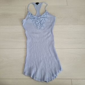 Aritzia Talula Ribbed Baby Blue Tank
